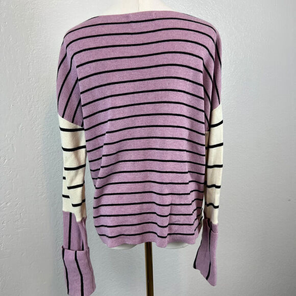 Anthropologie Sweater Womens Small Multi Striped Faye Wool Blend Boat Neck Boho - Picture 5 of 11